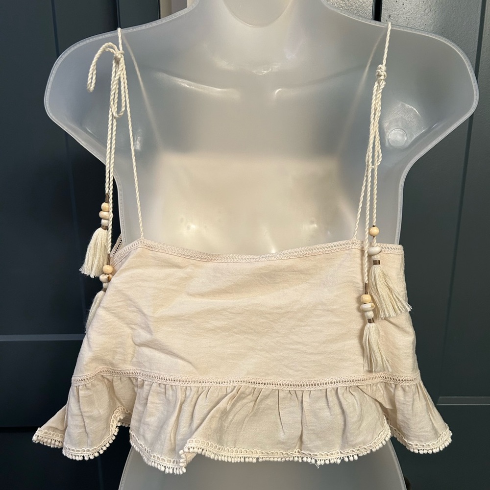 Zara Cream Embroidered Peplum Top - Picture 4 of 6